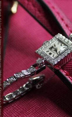 総金無垢ロンジンの女性用アンティーク腕時計 ダイヤモンド50石 【1960年頃】-W1580-6