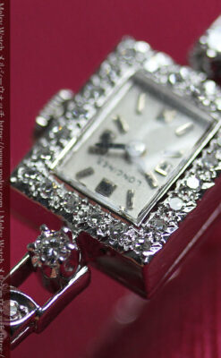 総金無垢ロンジンの女性用アンティーク腕時計 ダイヤモンド50石 【1960年頃】-W1580-7