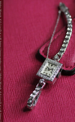 総金無垢ロンジンの女性用アンティーク腕時計 ダイヤモンド50石 【1960年頃】-W1580-8