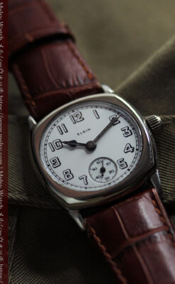 シンプルながら力強さのある エルジンのアンティーク腕時計 【1920年頃】-W1582-1