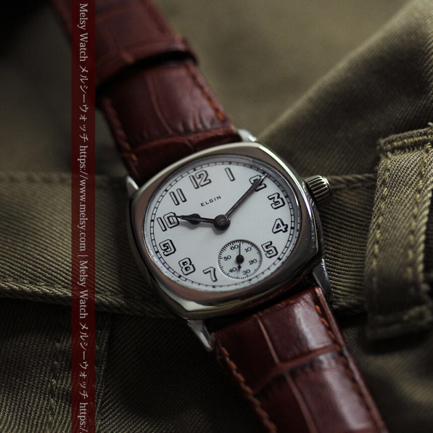 シンプルながら力強さのある エルジンのアンティーク腕時計 【1920年頃】-W1582-1