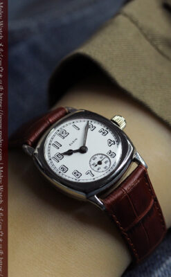 シンプルながら力強さのある エルジンのアンティーク腕時計 【1920年頃】-W1582-14