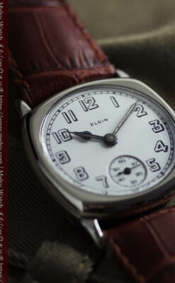 シンプルながら力強さのある エルジンのアンティーク腕時計 【1920年頃】-W1582-8