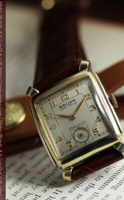 洒落っ気のある グリュエンのアンティーク腕時計 【1940年頃】-W1584-1