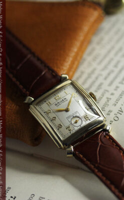 洒落っ気のある グリュエンのアンティーク腕時計 【1940年頃】-W1584-4