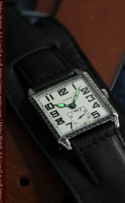 100年の味を楽しむ四角形 エルジンのアンティーク腕時計 【1925年頃】-W1585-1