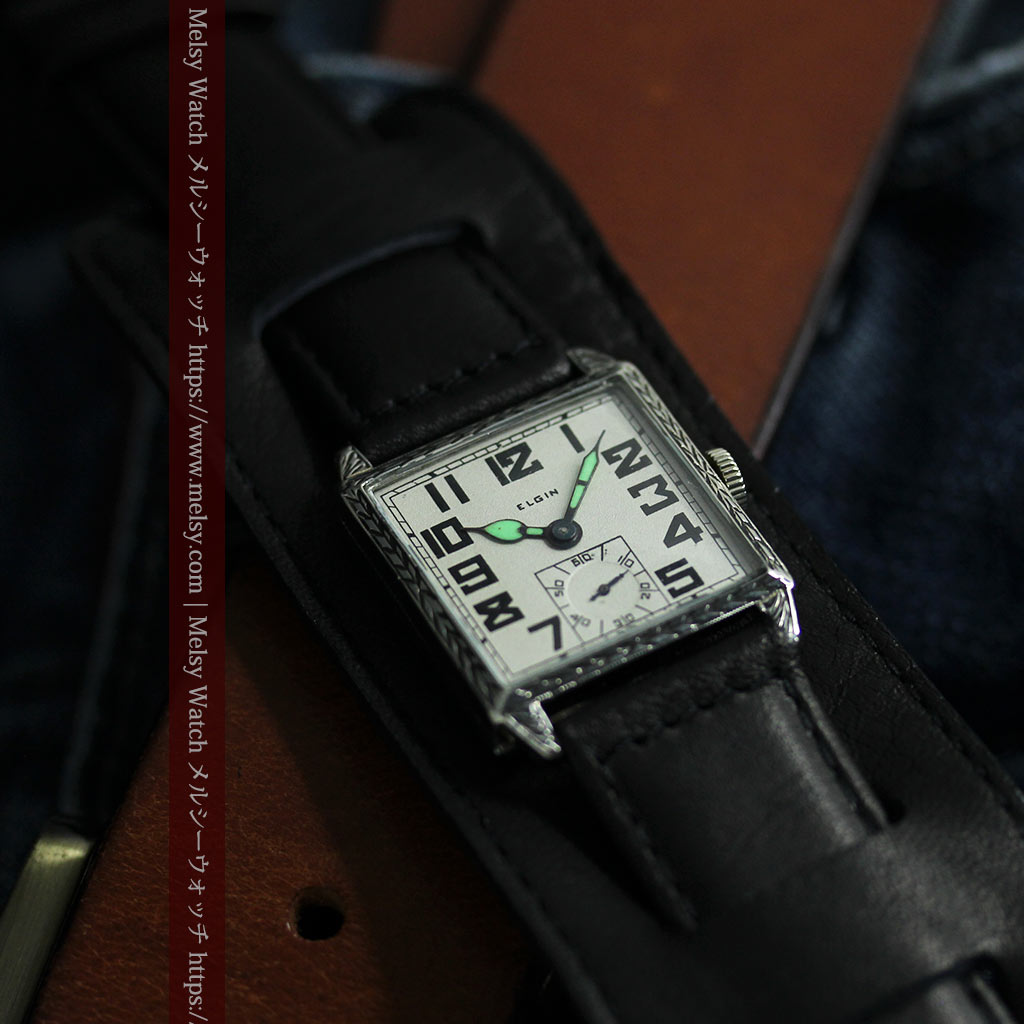 100年の味を楽しむ四角形 エルジンのアンティーク腕時計 【1925年頃】