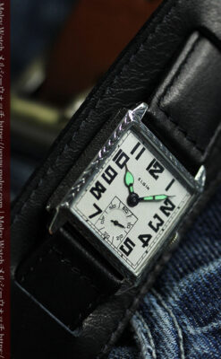 100年の味を楽しむ四角形 エルジンのアンティーク腕時計 【1925年頃】-W1585-11