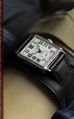 100年の味を楽しむ四角形 エルジンのアンティーク腕時計 【1925年頃】-W1585-15