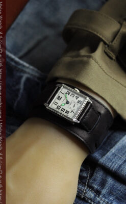 100年の味を楽しむ四角形 エルジンのアンティーク腕時計 【1925年頃】-W1585-17