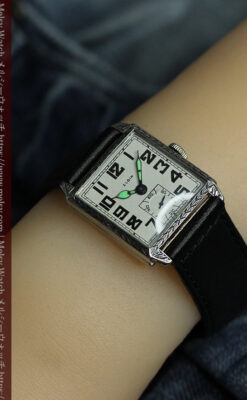 100年の味を楽しむ四角形 エルジンのアンティーク腕時計 【1925年頃】-W1585-18