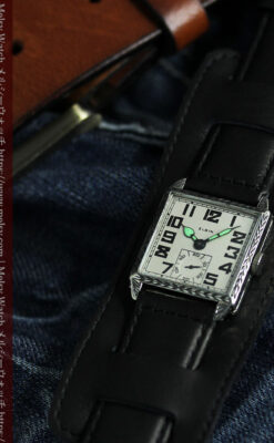 100年の味を楽しむ四角形 エルジンのアンティーク腕時計 【1925年頃】-W1585-5