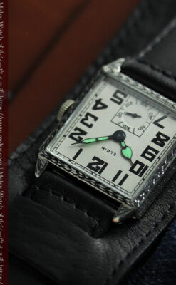 100年の味を楽しむ四角形 エルジンのアンティーク腕時計 【1925年頃】-W1585-8