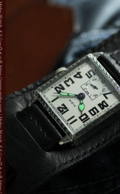 100年の味を楽しむ四角形 エルジンのアンティーク腕時計 【1925年頃】-W1585-9