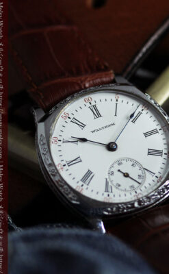 ウォルサム アンティーク腕時計 装飾入りクッション型 【1908年頃】-W1586-1