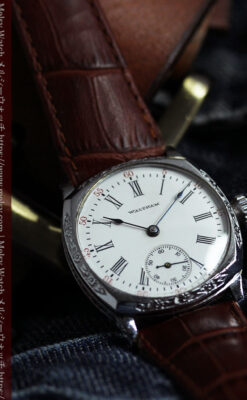 ウォルサム アンティーク腕時計 装飾入りクッション型 【1908年頃】-W1586-7
