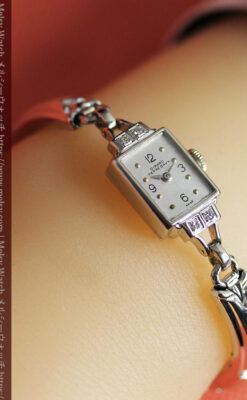 ジラールペルゴ 上品な金無垢アンティーク腕時計 【1940年頃】ダイヤモンド4石-W1588-15