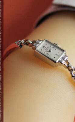 ジラールペルゴ 上品な金無垢アンティーク腕時計 【1940年頃】ダイヤモンド4石-W1588-16