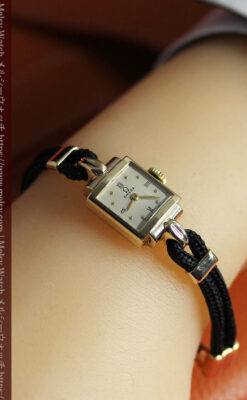 こだわりの金無垢オメガ 紐タイプのアンティーク腕時計 【1947年頃】-W1589-17