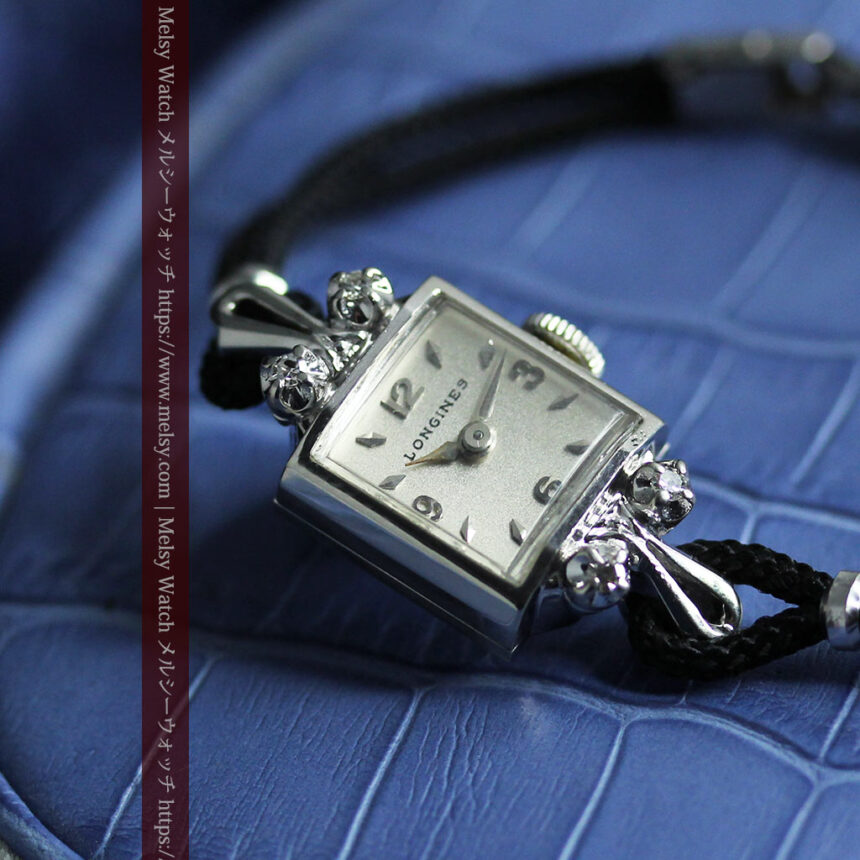 ロンジンの金無垢アンティーク腕時計 【1956年頃】ダイヤモンド4石-W1590-1