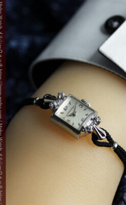 ロンジンの金無垢アンティーク腕時計 【1956年頃】ダイヤモンド4石-W1590-14