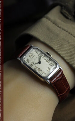 雰囲気上々 気持ち高ぶるロンジンの銀無垢アンティーク腕時計 【1923年頃】-W1592-16