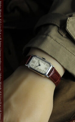 雰囲気上々 気持ち高ぶるロンジンの銀無垢アンティーク腕時計 【1923年頃】-W1592-18