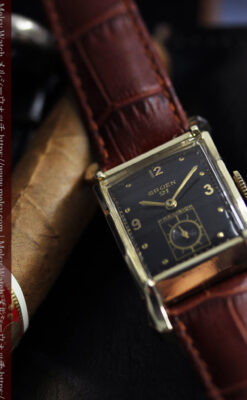 グリュエン 黒文字盤の渋さの光るアンティーク腕時計 【1945年頃】-W1593-10