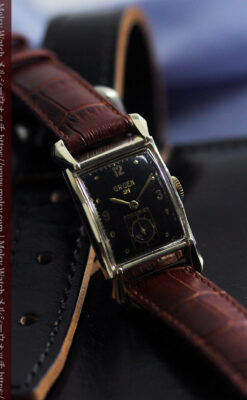 グリュエン 黒文字盤の渋さの光るアンティーク腕時計 【1945年頃】-W1593-11