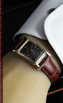 グリュエン 黒文字盤の渋さの光るアンティーク腕時計 【1945年頃】-W1593-16