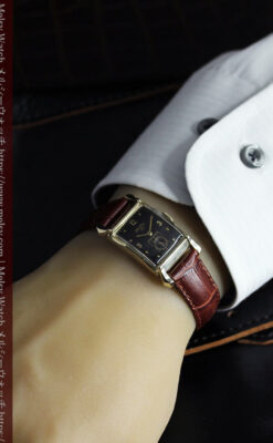 グリュエン 黒文字盤の渋さの光るアンティーク腕時計 【1945年頃】-W1593-17