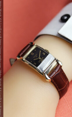 グリュエン 黒文字盤の渋さの光るアンティーク腕時計 【1945年頃】-W1593-18