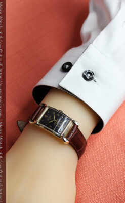 グリュエン 黒文字盤の渋さの光るアンティーク腕時計 【1945年頃】-W1593-19