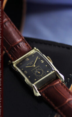 グリュエン 黒文字盤の渋さの光るアンティーク腕時計 【1945年頃】-W1593-4