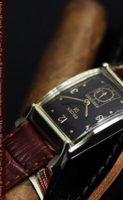 グリュエン 黒文字盤の渋さの光るアンティーク腕時計 【1945年頃】-W1593-7