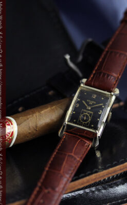 グリュエン 黒文字盤の渋さの光るアンティーク腕時計 【1945年頃】-W1593-8