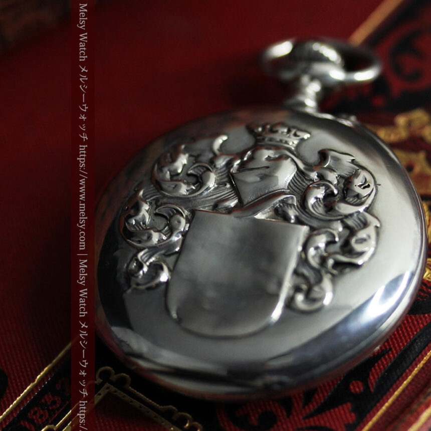 ロンジンの騎士と盾の銀無垢アンティーク懐中時計 【1905年製】-P2265-1