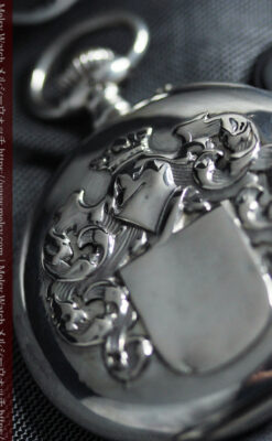 ロンジンの騎士と盾の銀無垢アンティーク懐中時計 【1905年製】-P2265-14