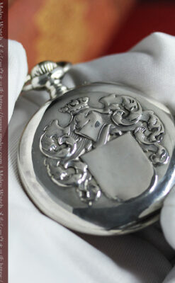 ロンジンの騎士と盾の銀無垢アンティーク懐中時計 【1905年製】-P2265-17