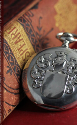 ロンジンの騎士と盾の銀無垢アンティーク懐中時計 【1905年製】-P2265-3