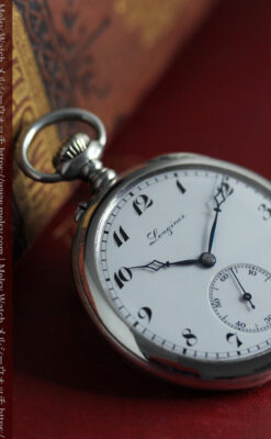 ロンジンの騎士と盾の銀無垢アンティーク懐中時計 【1905年製】-P2265-6