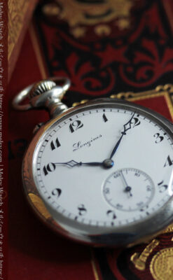 ロンジンの騎士と盾の銀無垢アンティーク懐中時計 【1905年製】-P2265-8