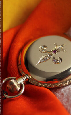 フルール・ド・リス 14金無垢ウォルサムのアンティーク懐中時計 【1893年頃】ダイヤ&ルビー-P2342-11