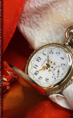 フルール・ド・リス 14金無垢ウォルサムのアンティーク懐中時計 【1893年頃】ダイヤ&ルビー-P2342-14