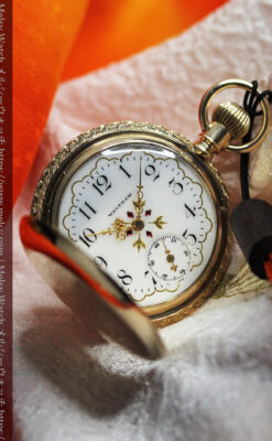 フルール・ド・リス 14金無垢ウォルサムのアンティーク懐中時計 【1893年頃】ダイヤ&ルビー-P2342-15