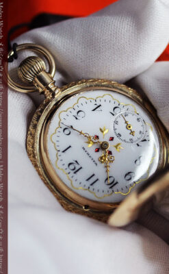フルール・ド・リス 14金無垢ウォルサムのアンティーク懐中時計 【1893年頃】ダイヤ&ルビー-P2342-19