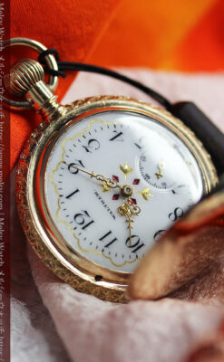 フルール・ド・リス 14金無垢ウォルサムのアンティーク懐中時計 【1893年頃】ダイヤ&ルビー-P2342-5