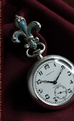 ティファニー 水色の銀留め銀無垢アンティーク懐中時計 【1934年製】-P2343-10