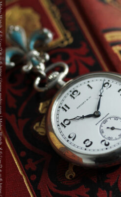 ティファニー 水色の銀留め銀無垢アンティーク懐中時計 【1934年製】-P2343-12