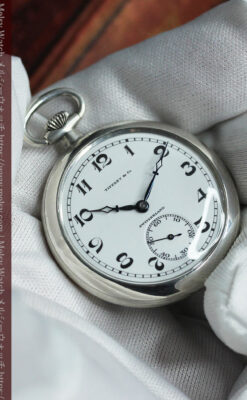 ティファニー 水色の銀留め銀無垢アンティーク懐中時計 【1934年製】-P2343-18